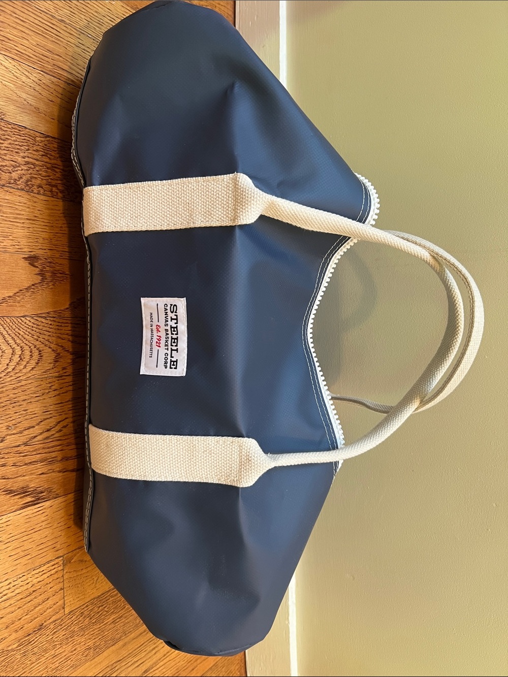 Steele Navy Canvas Duffel with Cream Straps